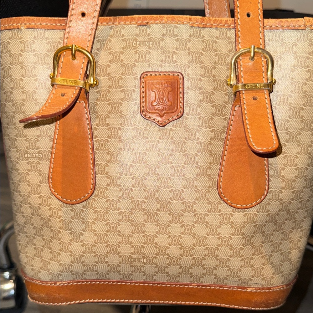 Celine Tan and Brown Tote Bag and clutch for CAITLYN - Picture 2 of 16